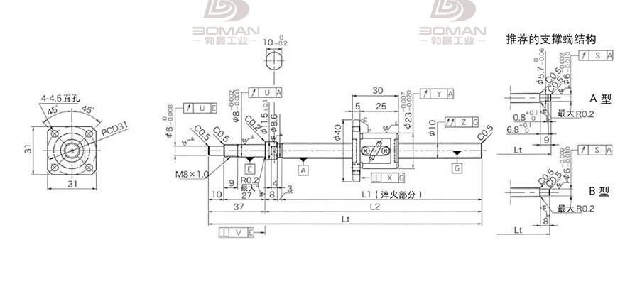 KURODA GP1002DS-EAFR-0210B-C3S 黑田精工丝杆底座安装方法