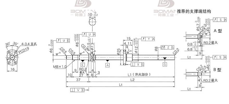 KURODA DP0801JS-HDNR-0180B-C3S c5级精密研磨丝杆黑田