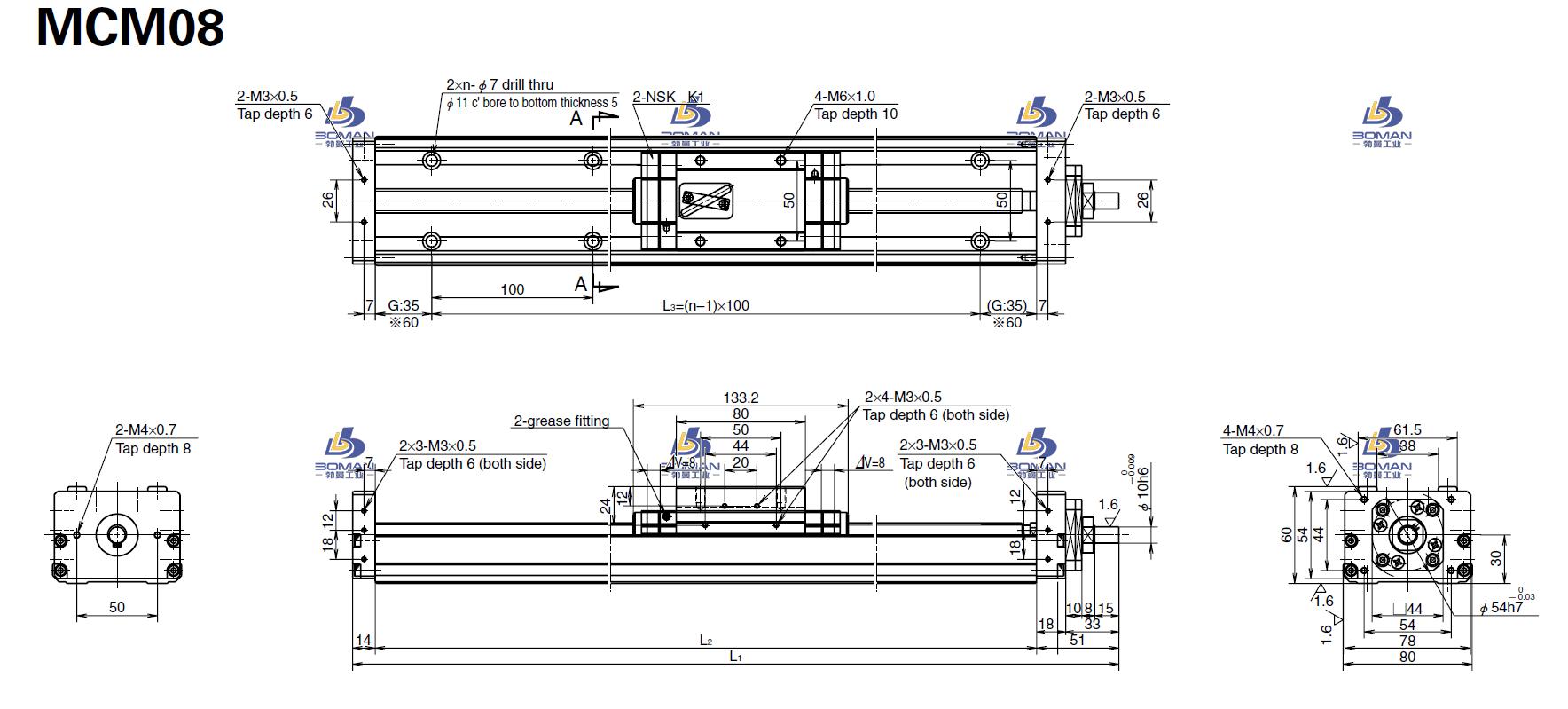 MCM08028H10D00-MCM导轨引动器