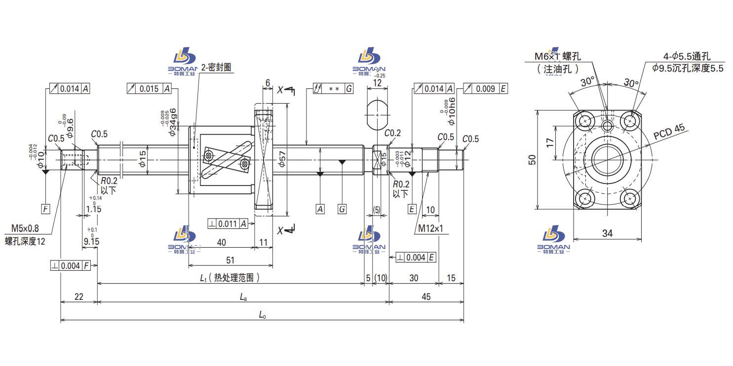 W1502FA-3P-C5Z10-MA标准滚珠丝杠