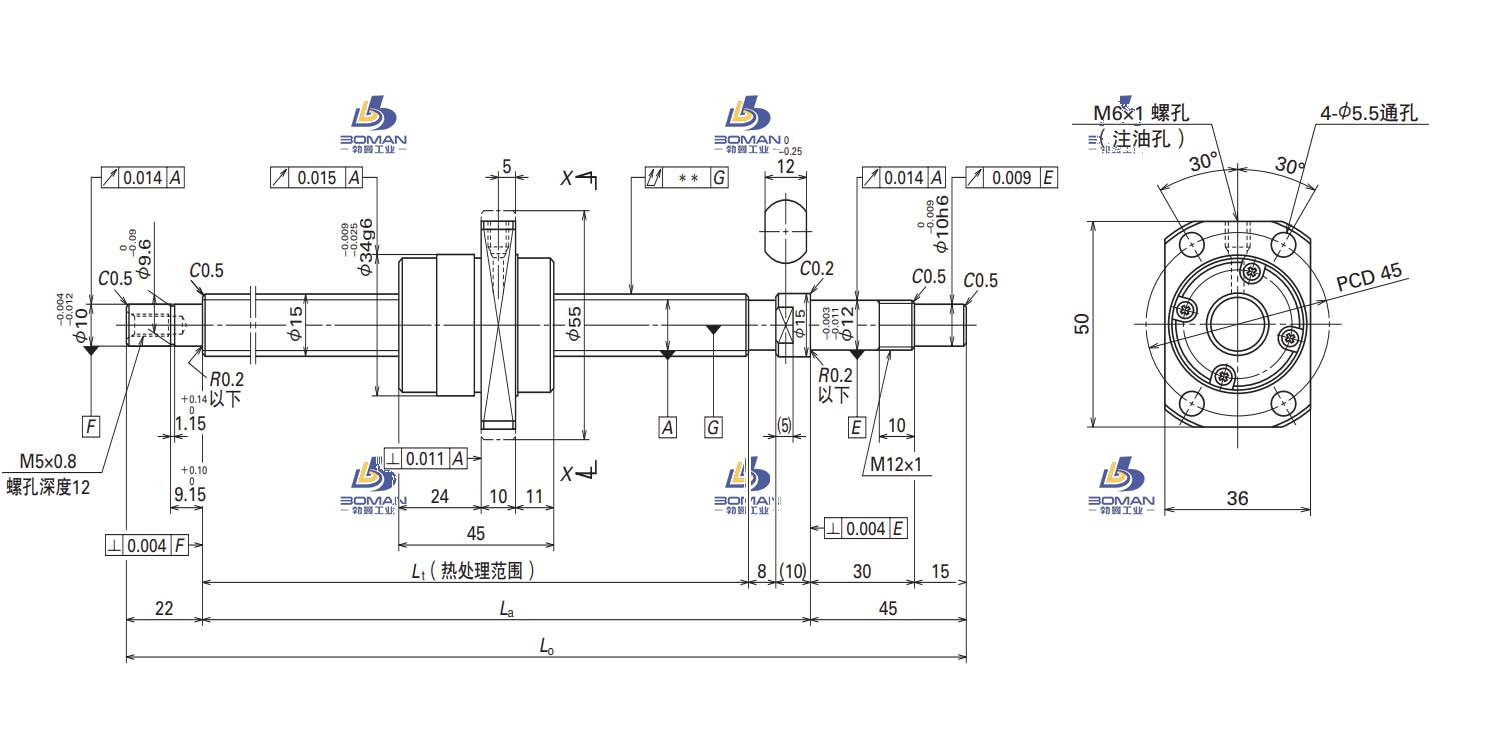 W1504FA-5PG-C5Z20-轴端完成品滚珠丝杠