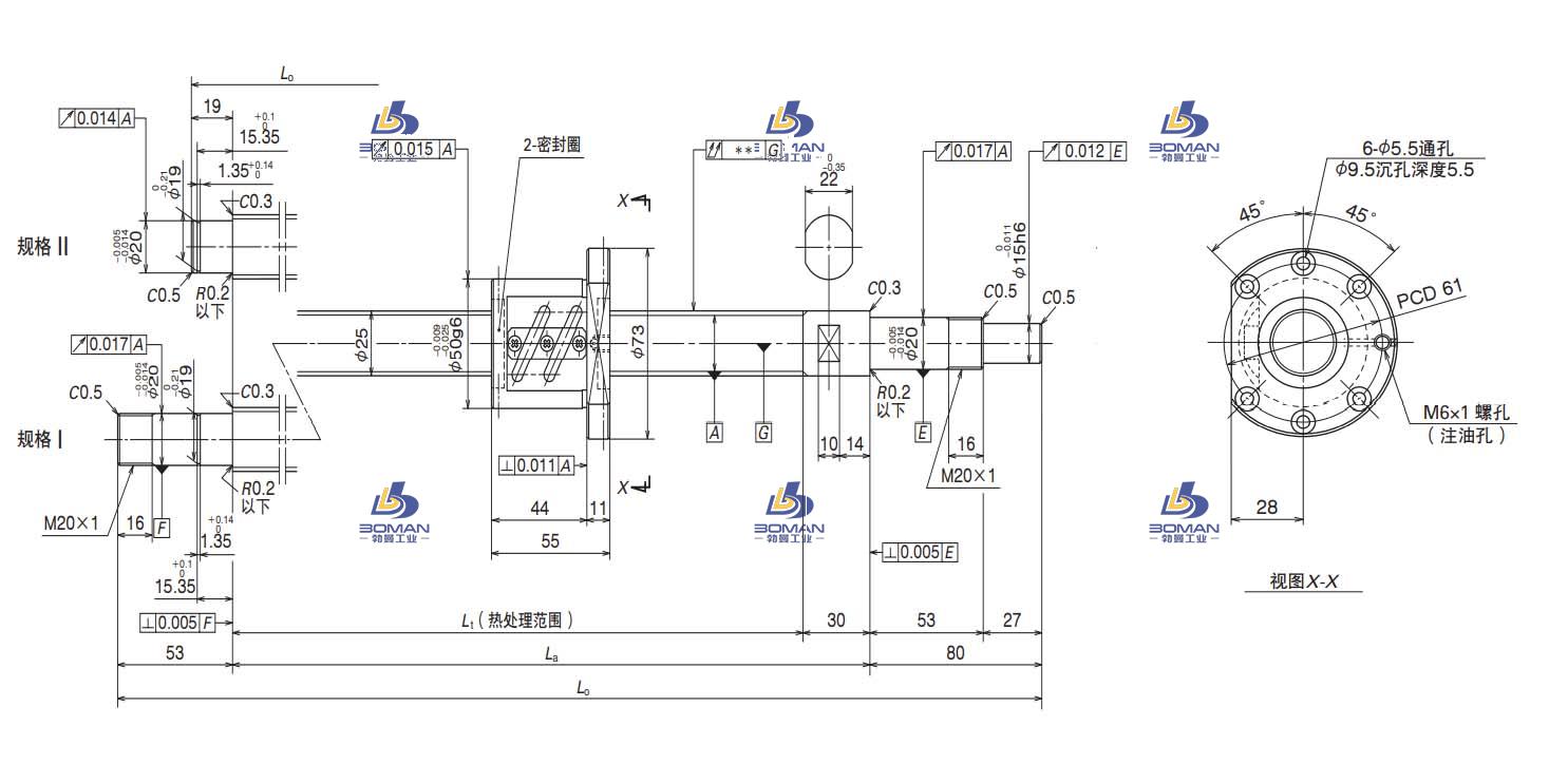 W2509SA-1P-C5Z5-FA标准滚珠丝杠