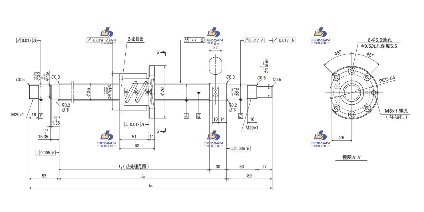 W2505SA-3P-C5Z6-SA标准滚珠丝杠