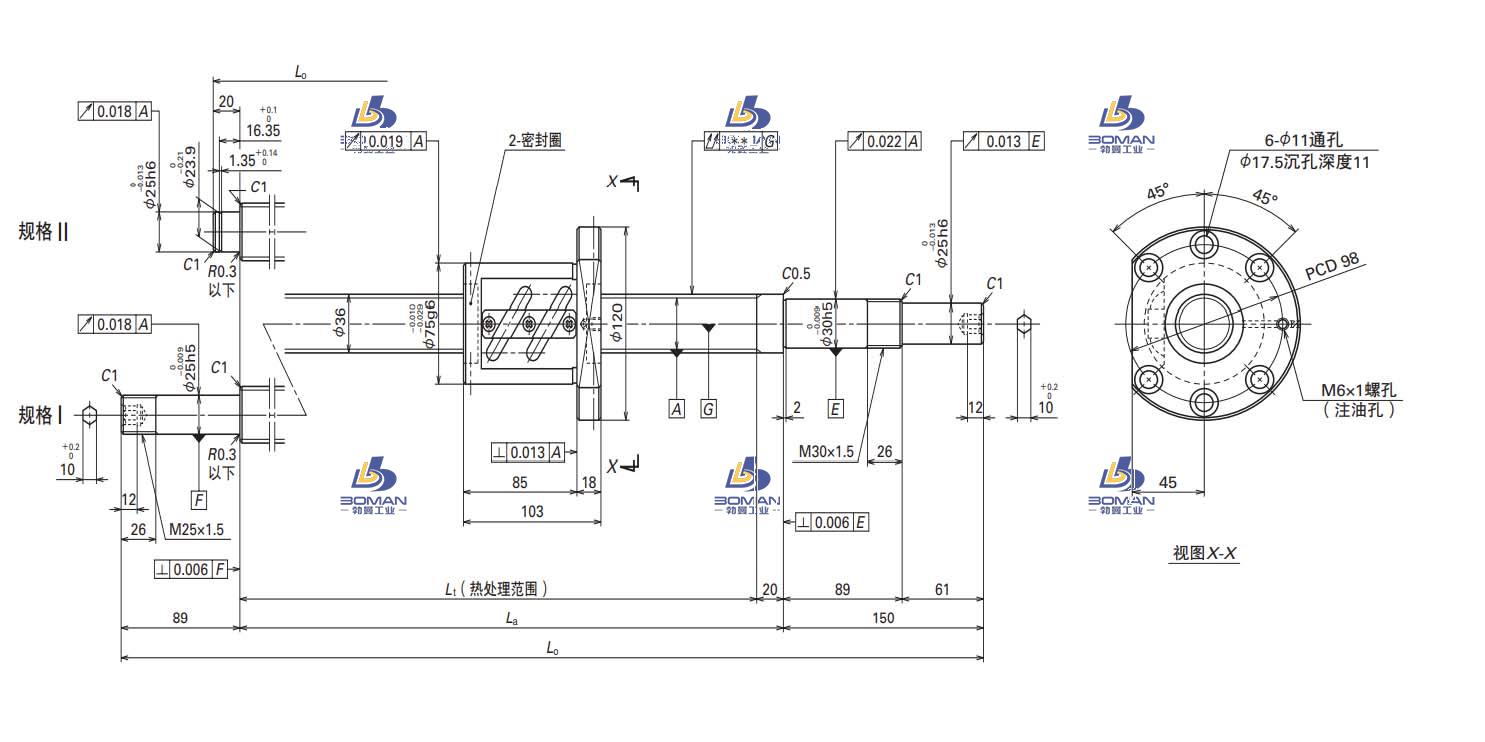 W3604SA-1Z-C5Z10-轴端完成品滚珠丝杠
